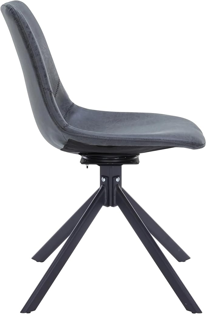LeisureMod Markley Swivel Leather Dining Side Chair with Durable Iron Legs – Comfortable Accent Chair for Kitchen, Dining Room, or Office Set of 4