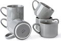 GBHOME 14OZ Stackable Ceramic Mugs Set of 6, Modern Coffee Mugs for Hot Drinks, Grey, 14 Fluid Ounces, 6 Count