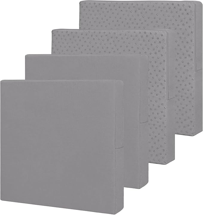 Easy-Going Waterproof Patio Cushion Covers 22x20x4 inch 4 Pack Replacement Non-Slip Outdoor Seat Cushion Slipcover with Zipper. Gray