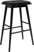 JONATHAN Y BSL2002C Peroni 30.5" MidCentury Classic Saddle-Seat Solid Wood/Vegan Leather Backless Bar Stool for Home, Kitchen, Workspaces, Cafes and Resturants with Removeable Cushion, Black