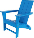 Costaelm Folding Adirondack Chairs, Outdoor Patio Adjustable Lawn Chairs, Weather Resistant Outside Firepit Chairs for Porch, Poolside, Garden, Backyard Deck, Pacific Blue