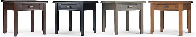 SIMPLIHOME Artisan SOLID WOOD 21 inch Wide Square Transitional End Side Table in Tobacco Brown for the Living Room and Bedroom