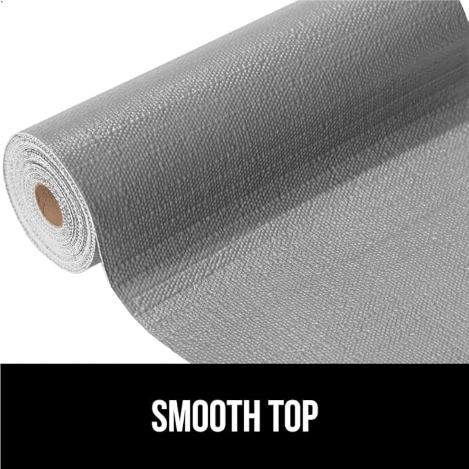 GORILLA GRIP Slip Resistant Drawer and Shelf Liner 2 Pack, Non Adhesive Water Resistant, Easy Clean and Trim, Smooth Surface Liners for Kitchen Cabinet, Shelves, Drawers, Pantry, 20 in x 20 FT, Gray