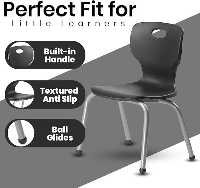 Chair and Table Set for Schools - Dry Erase Table About 24 x 48 inch (60 x 120cm) - Height Adjustable Legs -Spray Edges - and Four Luxurious Classroom Chairs - for Commercial Spaces