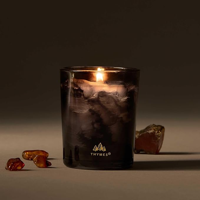Thymes Noir Woods Scented Candles for Home Decor – Notes of Fresh Evergreen, Smoky Wood & Golden Amber – Luxury Home Fragrance Gifts for Women & Men – Burns Up to 20 Hrs (Votive Candle, 2 oz)