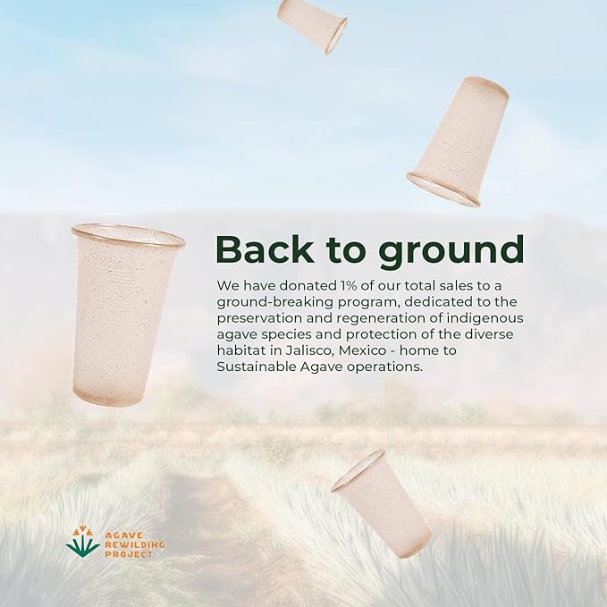 Sustainable Agave Co - Sweet Agave Fiber Cups - 12 Ounce - 500 Count - Plant-Based, Made With Upcycled Materials - Clear