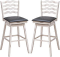COSTWAY Bar Stools Set of 2, 29” 360° Swivel Bar Height Chairs with Rubber Wood Frame, Cushioned Seat, Ergonomic Backrest & Footrest, Wooden Upholstered Barstools for Kitchen Island (2, 29”)