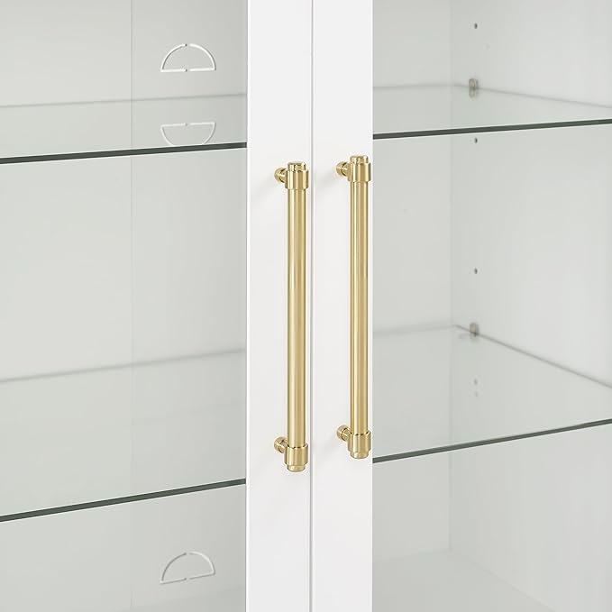 Crosley Furniture Roarke 2-Piece Glass Door China Hutch Kitchen Pantry Storage Cabinet Set, Dining Room, White