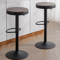 Kidol & Shellder Backless Counter Stools Set of 2 Swivel Adjustable Height BarStools Round Walnut Wooden Seat Modern Armless Bar Chairs for Kitchen Island Dining Room Cafe (Black)