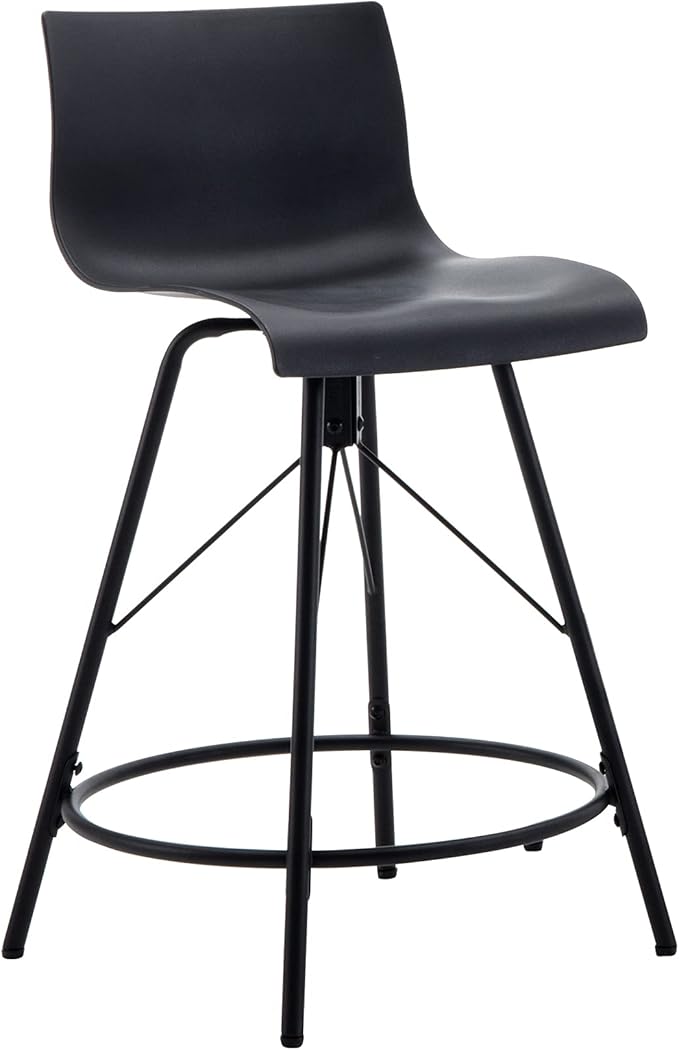 annjoe Swivel Bar Stools Metal Counter Height Stools Plastic Seat Chairs Set of 4 for Indoor Outdoor Home Kitchen Business (24" Black)