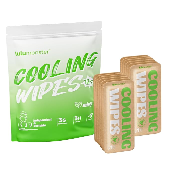 Cooling Body Wipes, Individually Wrapped Biodegradable Shower Wipes, Cooling Towels for the Gym, Workout, Hiking, Travel, and Sport, Oversized and Extra-Thick (12, Mint Chill)