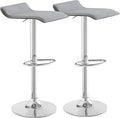VECELO Bar Stools Set of 2, Adjustable Barstools, Counter Height Bar Stools, Modern Armless PVC Stools Swivel Bar Chairs, Light Grey