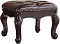 Foot Stool Ottoman Foot Rest Microfiber Leather Upholstered Footstool for Sofa, Living Room, Entryway, Solid Wood Stool (Dark Brown)