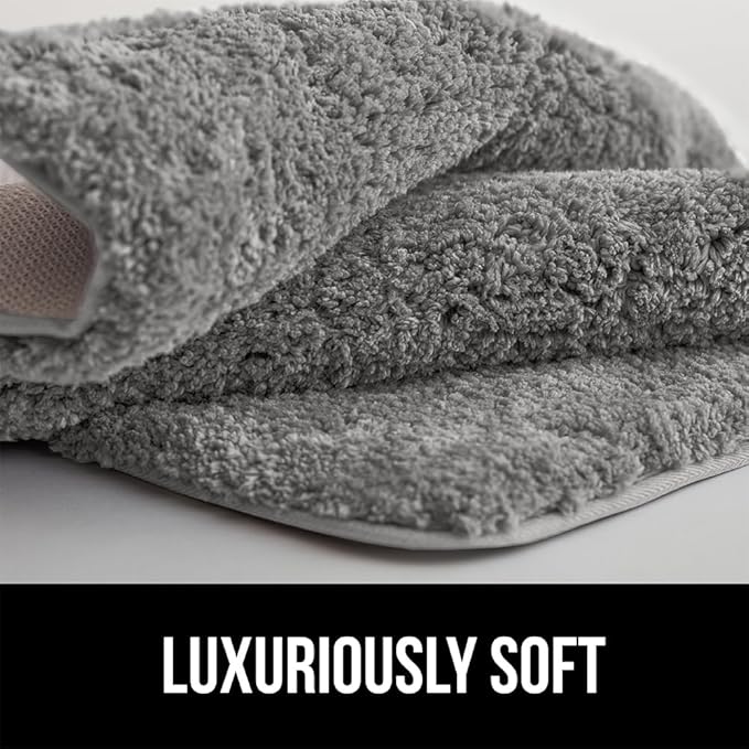 GORILLA GRIP Bathroom Rugs, 42x24, Ultra Soft Absorbent Mat, Thick Plush Bath Rug, Machine Washable, Microfiber Quick Dry, Mats for Shower, Bathtub and Floor, Home Decor Accessories, Gray