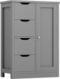 Shintenchi Bathroom Floor Storage Cabinet, Wooden Storage Organizer with 4 Drawers and 1 Cupboard, Freestanding Bathroom Furniture, Home Storage Unit with Adjustable Shelf, Gray