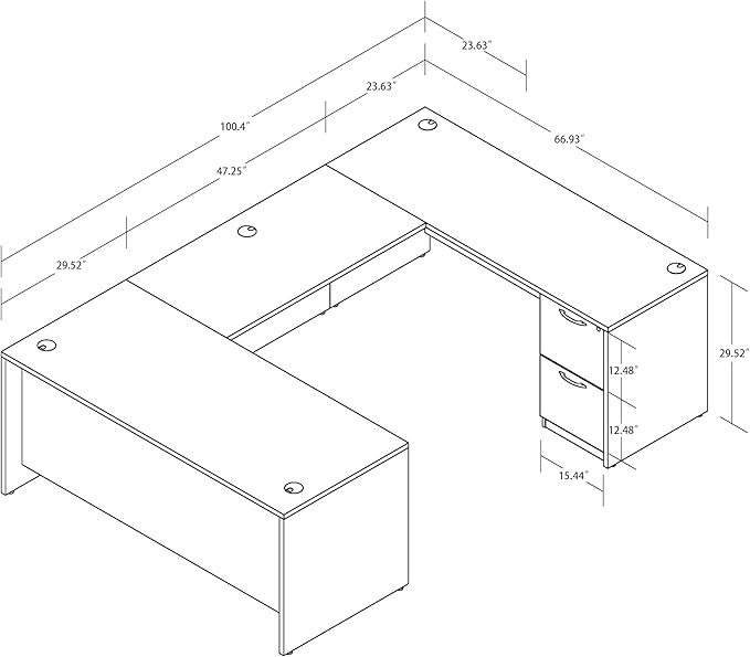 100.4" U-Shaped Executive Computer Desk with Lockable File Cabinets, Large Home Office or Business Workstation with Drawers, Cable Management (Gray)