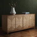 SAFAVIEH Couture Collection Roseanne Natural Banana Stem 4-Door Sideboard Buffet Storage Table, Ideal for Dining Room, Living Room, Entryway, Bedroom, Home Office