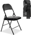 10 Pack Folding Chairs with Padded Seats, Padded Folding Chair with Steel Frame for Events Home Office, Pu Leather Folding Chair Black