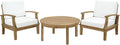 Modway 3-Piece Marina Outdoor Patio Teak Sofa Set, Natural White