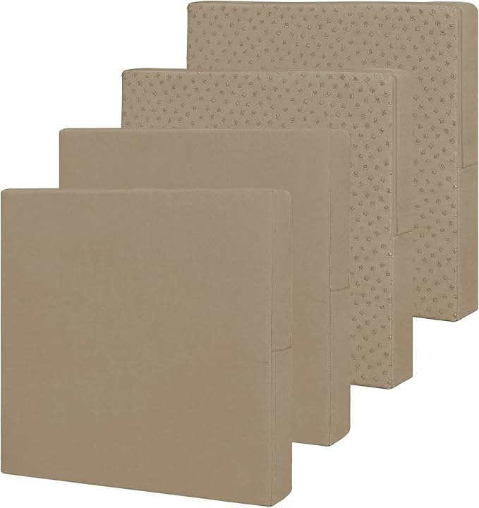 Easy-Going Waterproof Patio Cushion Covers 22x20x4 inch 4 Pack Replacement Non-Slip Outdoor Seat Cushion Slipcover with Zipper. Camel