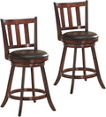 COSTWAY Bar Stools Set of 2, Counter Height Dining Chair, Fabric Upholstered 360 Degree Swivel, PVC Cushioned Seat, Perfect for Dining and Living Room (Height 25''-Set of 2)