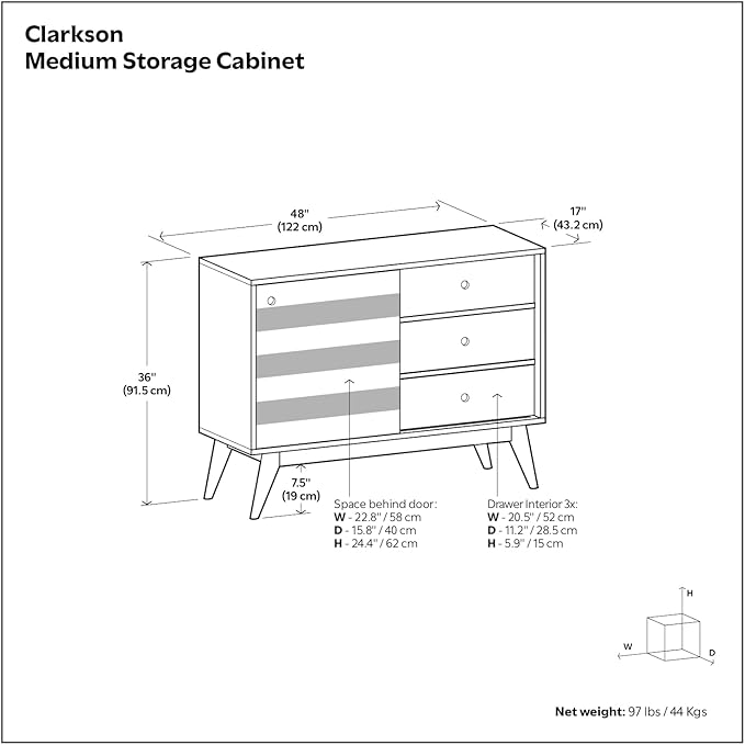 SIMPLIHOME Clarkson SOLID ACACIA WOOD 48 inch Wide Mid Century Medium Storage in Rustic Natural Aged Brown for the Living Room, Entryway and Family Room