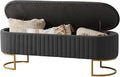 EcoHarbor Living 50.5" Storage Bench Velvet Bedroom Ottoman,Upholstered End of Bed Bench with Gold Legs,Flipping Lid Entryway Footrest, Grey