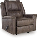 Signature Design by Ashley Skymaker Modern Faux Leather Manual Rocker Recliner with Track Arms, Dark Brown
