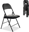 6 Pack Folding Chairs with Padded Seats, Padded Folding Chair with Steel Frame for Events Home Office, Pu Leather Folding Chair Black
