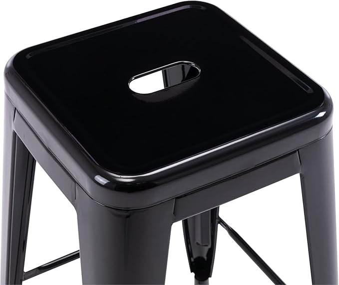 Vogue Furniture Direct 24" Bar Stools Black Backless Metal Barstools Indoor-Outdoor Counter Height Stools with Square Seat, Set of 2 - VF1571001