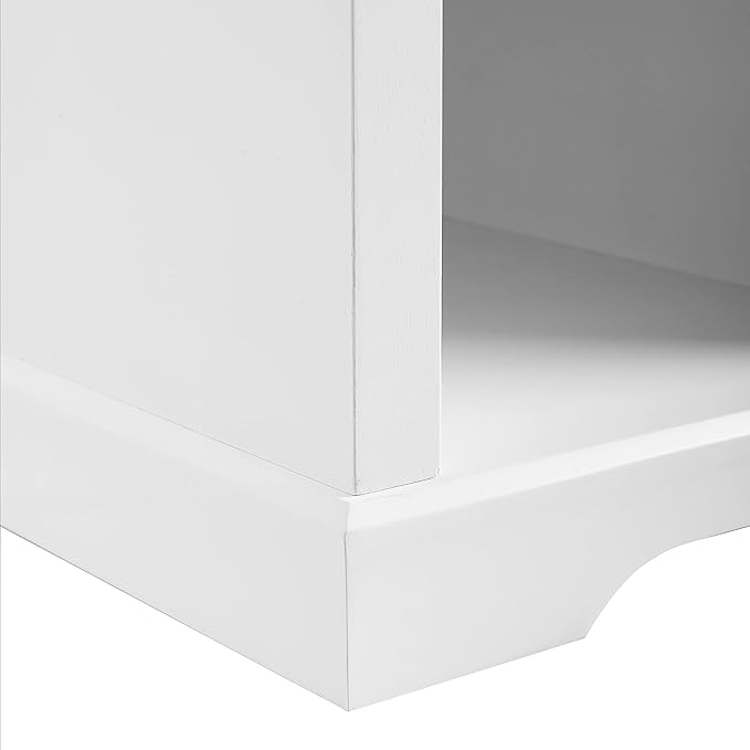 Crosley Furniture Anderson Entryway Storage Bench with Shoe Rack Organizer Shelves, White