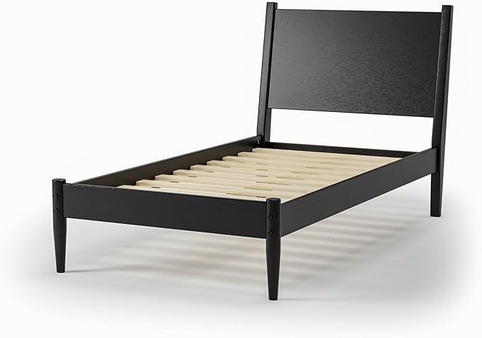 Camaflexi Mid-Century Panel Bed - Twin Size - Black Finish
