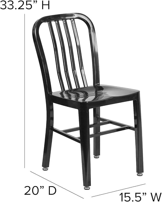 Flash Furniture Commercial Grade Black Metal Indoor-Outdoor Chair