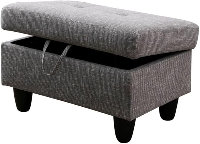 Ottoman Storage Ottoman Bench Linen Footrest Footstool with Hinged Lid for Living Room, Bedroom, Entryway, Grey-2, 28.5"X19"X17.5"