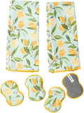 Kitchen Towel and Sponge Set Yellow, 6 Piece Super Absorbent Reusable Quick Dry Towels and Washable Sponges Made from Recycled Materials, Durable Eco Friendly Cleaning Set for Kitchen