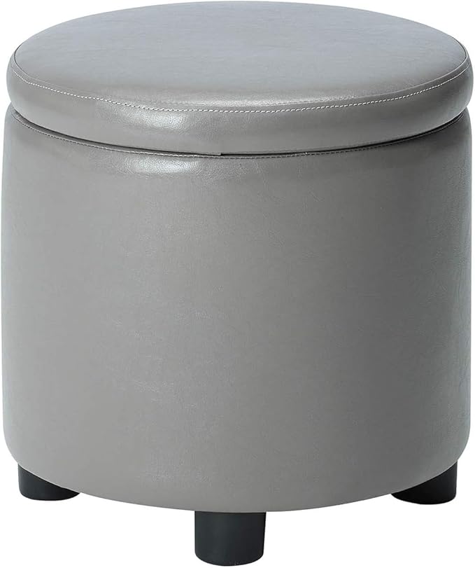 Designs4Comfort Round Accent Storage Ottoman with Reversible Tray Lid