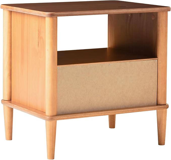 Walker Edison Modern 1-Drawer Nightstand, 20 Inch, Caramel 20-Inch