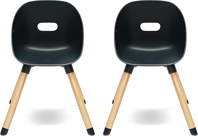 Lalo The Play Chair - Wooden & Non-Toxic Plastic Kids & Toddler Chair - Sturdy Bucket Seat, Easy to Clean, Up to 200 lb. Weight Capacity, Set of 2 - Licorice
