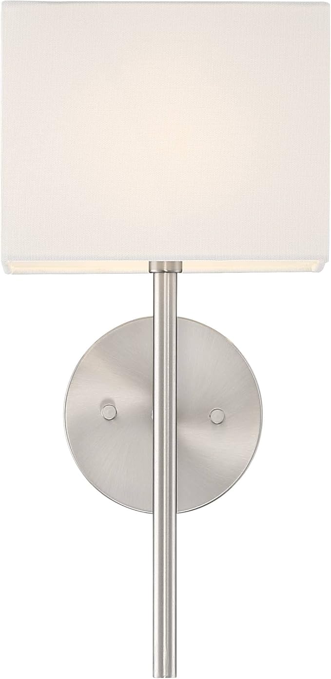 Possini Euro Design Favreau Modern Wall Sconce Lighting Brushed Nickel Silver Hardwired 16 1/4" High Fixture Rectangular Linen Shade Bedroom Bedside Living Room Home Hallway Dining Kitchen