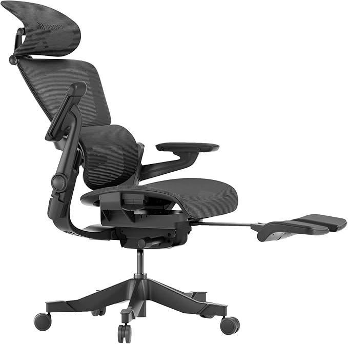 HINOMI H1 Pro V2 Ergonomic Office Chair with Foot Rest - Comfy Home Office Desk Computer Chair, Comfortable Mesh Seat with Adjustable Back Support (Black, Medium)