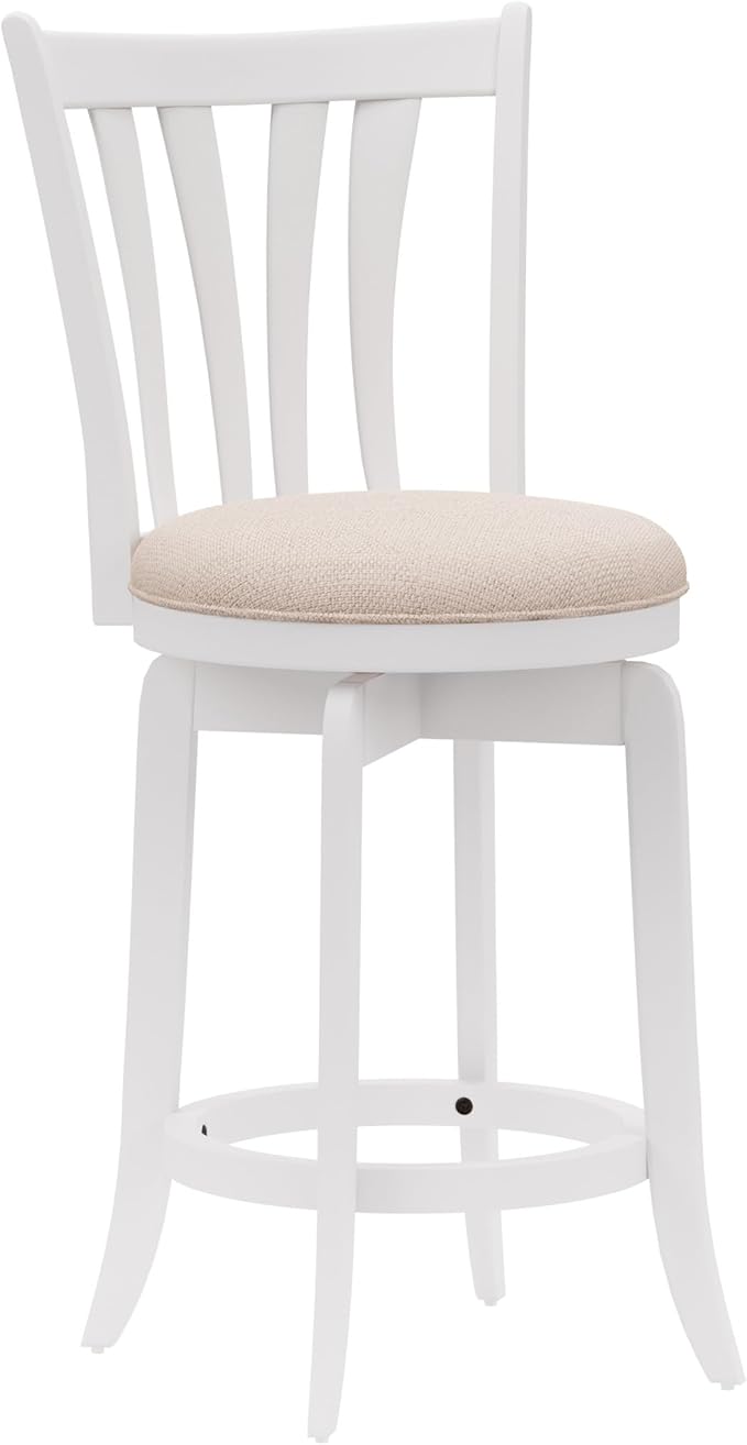Hillsdale 25.5" Savana Wood Swivel Counter Height Stool, White