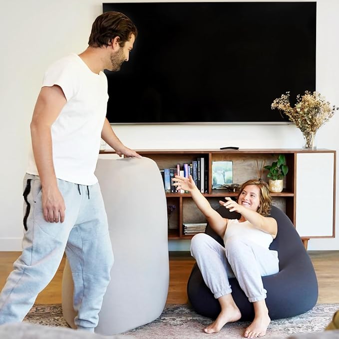 The Moon Pod Bean Bag Chair - Large, Modern Beanbag for Adults, Kids and Teens. Washable Stretch Cover Filled with Thousands of High Density Micro-Beads (Charcoal).
