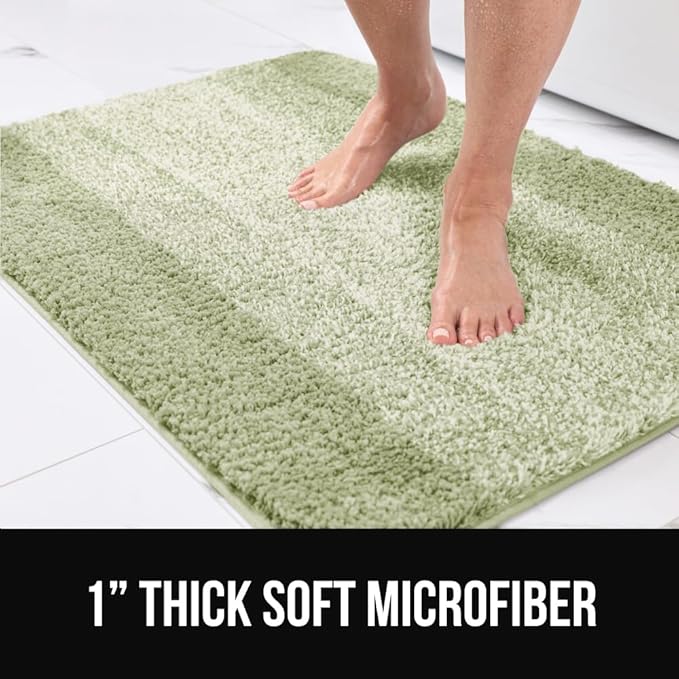 GORILLA GRIP Ultra Soft Plush Bathroom Rugs with Textured Rubber Backing, Absorbent Quick Dry Bath Mat, Machine Washable Shower Mats, Home Décor Accessories Bathmat Rug Essentials, 30 x 18 Sage