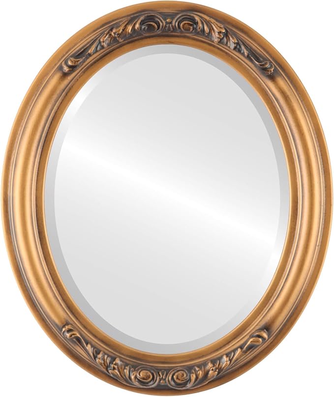 OVALCREST Oval Beveled Wall Mirror for Home Decor - Florence Style - Sunset Gold - 34" x 24"