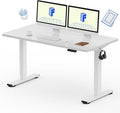 FLEXISPOT EN1 One-Piece Standing Desk 55"x28" White - 1" Thick Desktop, Home Office Use, Height Adjustable with 4 Memory Presets, Supports Multiple Monitors, 2 Packages