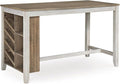 Signature Design by Ashley Skempton Farmhouse 36" Counter Height Dining Table with Storage & Wine Rack, Whitewash