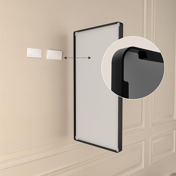 Black Wall Mirror for Bathroom 30x36 Inch,Matte Black Metal Framed Vanity Mirror,Tempered Glass,Anti-Rust,Horizontal or Vertical