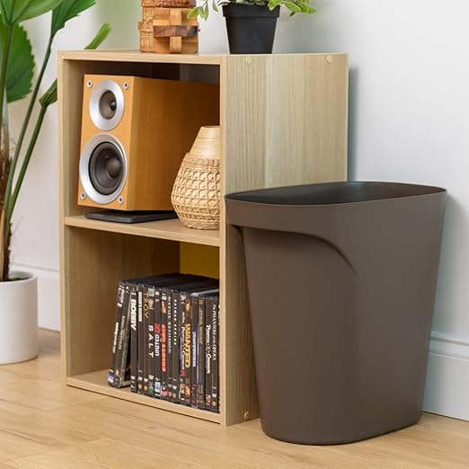 IRIS USA Small Trash Can Wastebasket with Handle, 6 Gallon / 24 Quart, 3-Pack, for Bathroom, Office, Bedroom, Under Sink, Kitchen, Garbage - Brown