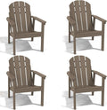 Adirondack Chair Set of 4, All Weather HDPE Fire Pit Chairs, Oversized Plastic Adirondack Chair for Outdoor, Balcony, Deck, Backyard, Patio, Garden, Poolside, Lawn Brown