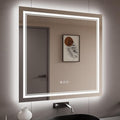 38x38 Inch LED Bathroom Mirror with Lights, Backlit and Front Lighted Bathroom Mirrors for Wall, Anti-Fog Dimmable Memory Shatterproof LED Vanity Mirror for Bathroom